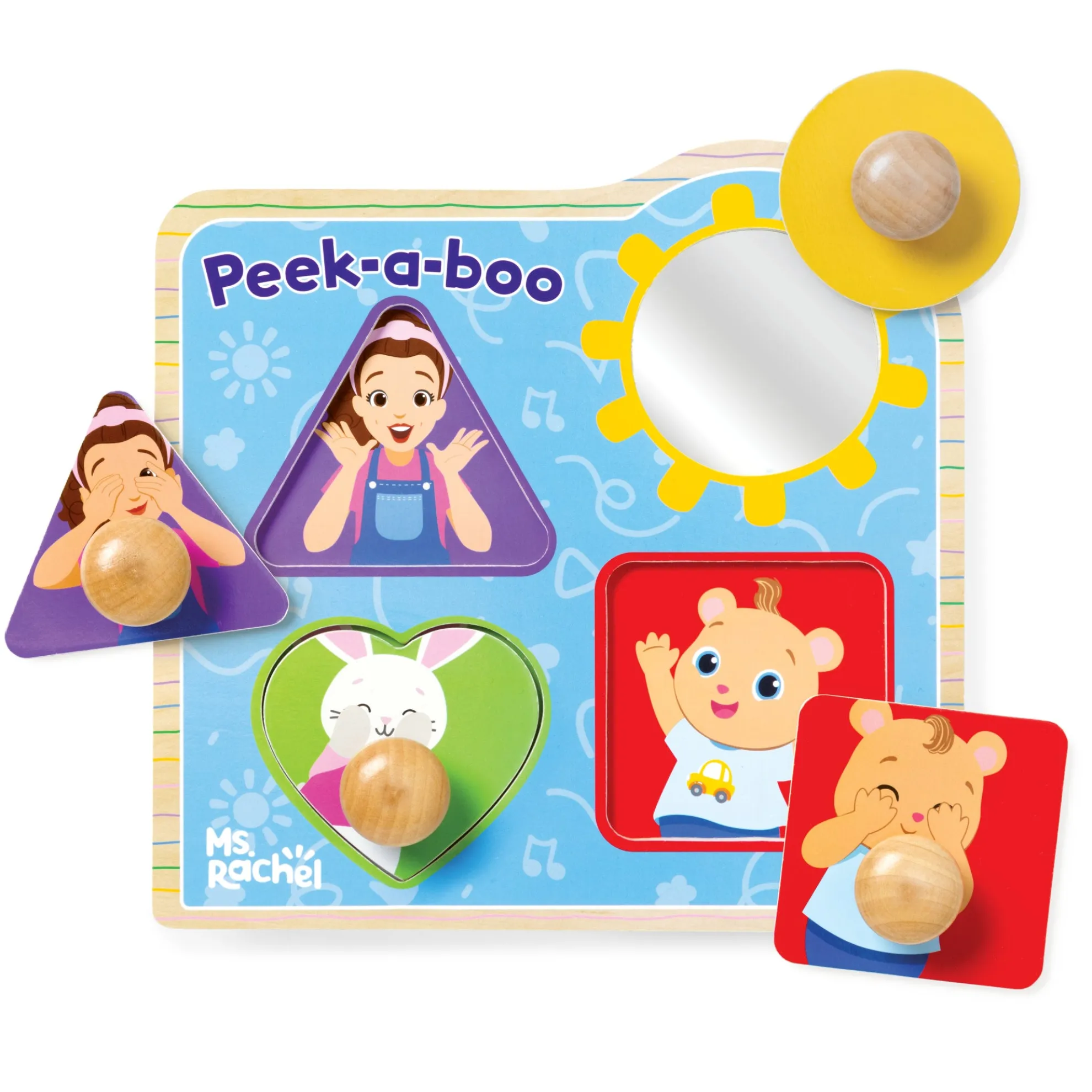 Ms. Rachel™ Wooden Peek-a-Boo Jumbo Peg Puzzle – 4 Pieces