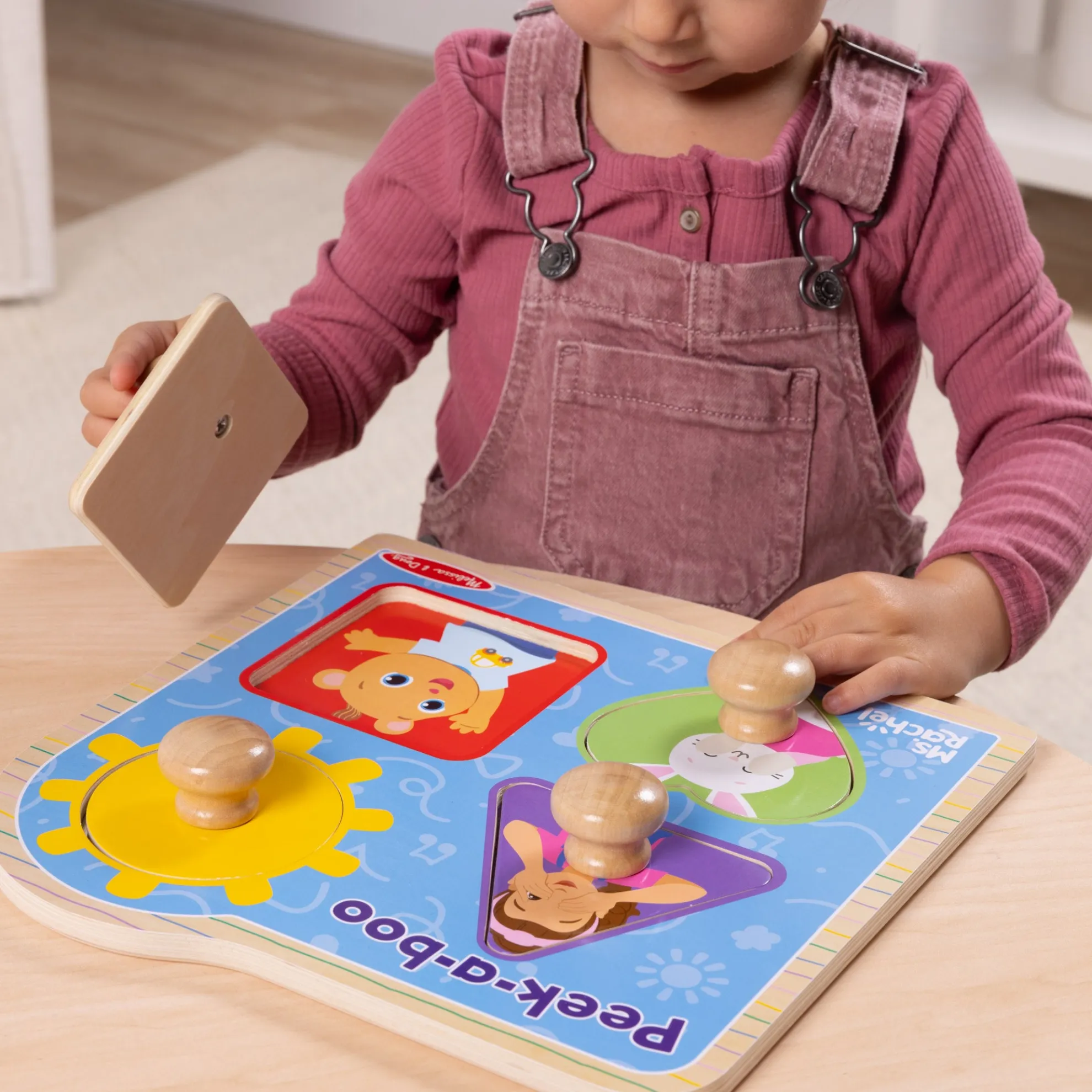 Ms. Rachel™ Wooden Peek-a-Boo Jumbo Peg Puzzle – 4 Pieces