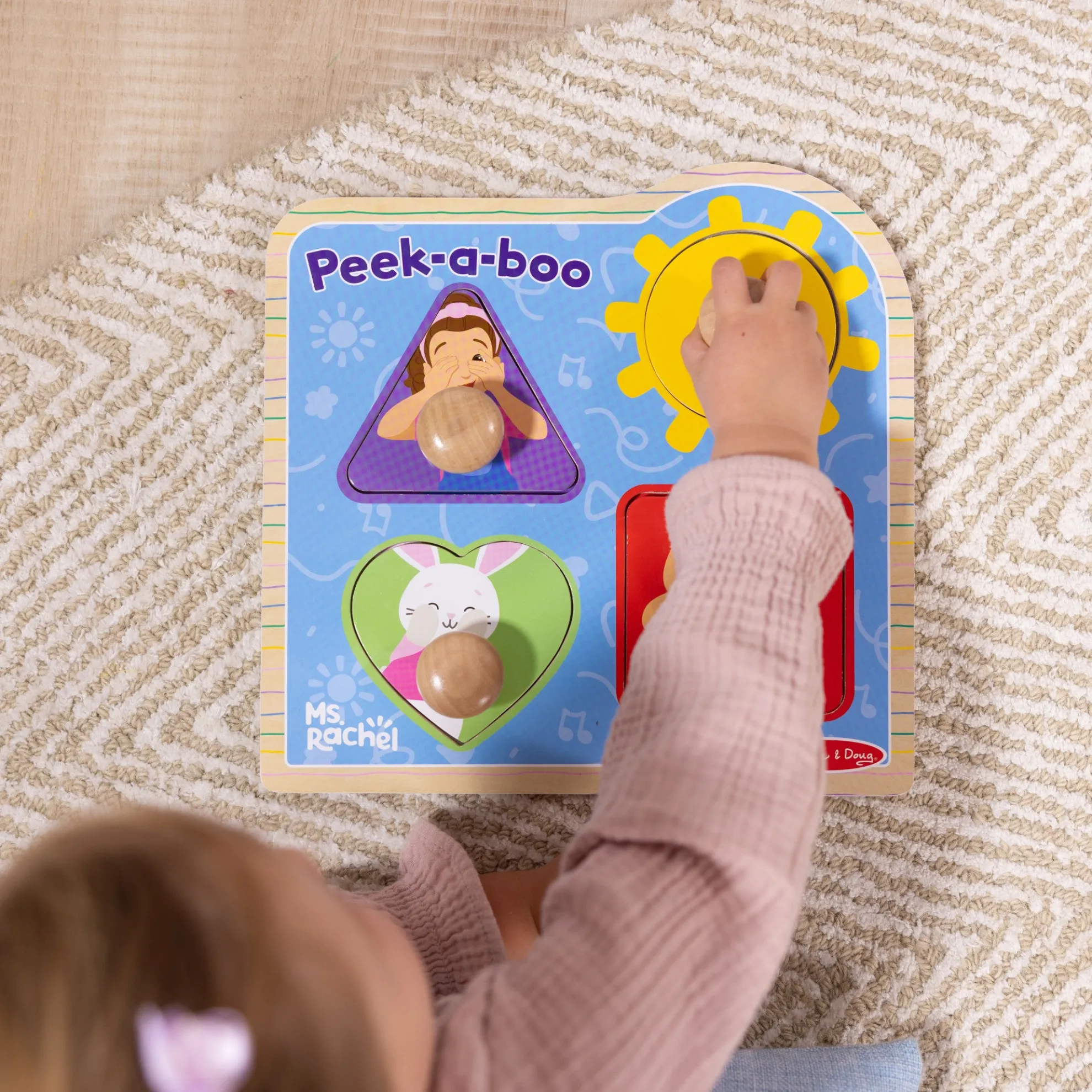 Ms. Rachel™ Wooden Peek-a-Boo Jumbo Peg Puzzle – 4 Pieces