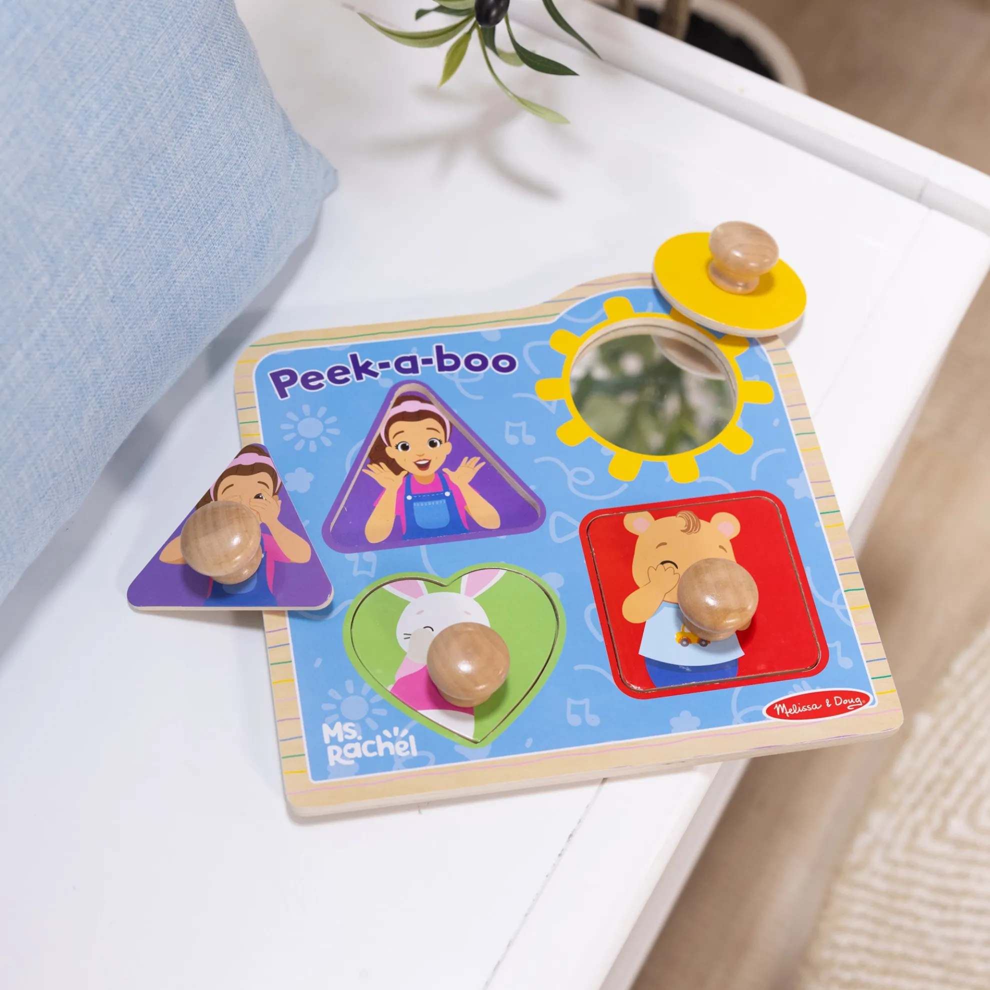 Ms. Rachel™ Wooden Peek-a-Boo Jumbo Peg Puzzle – 4 Pieces
