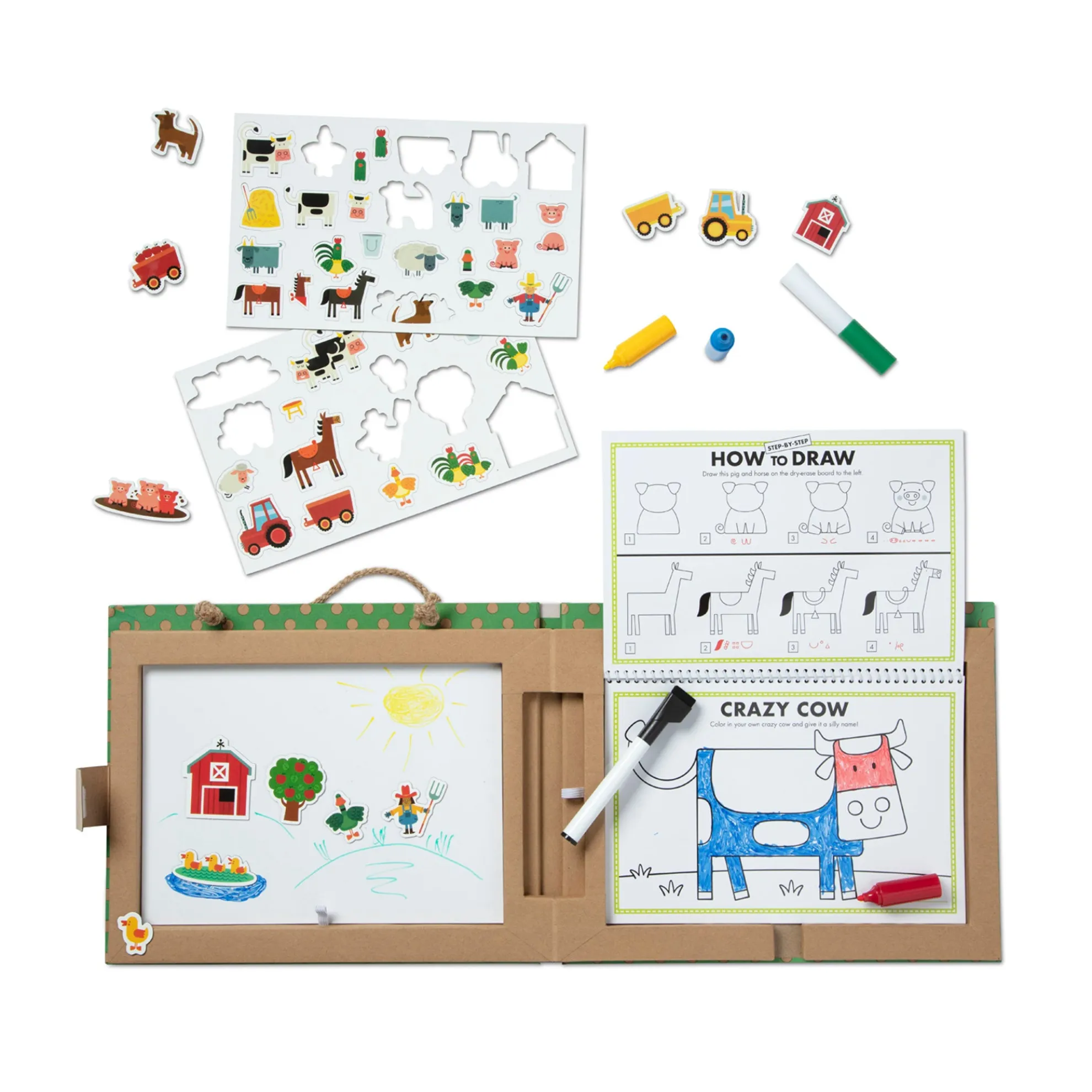 Natural Play: Play, Draw, Create Reusable Drawing & Magnet Kit – Farm