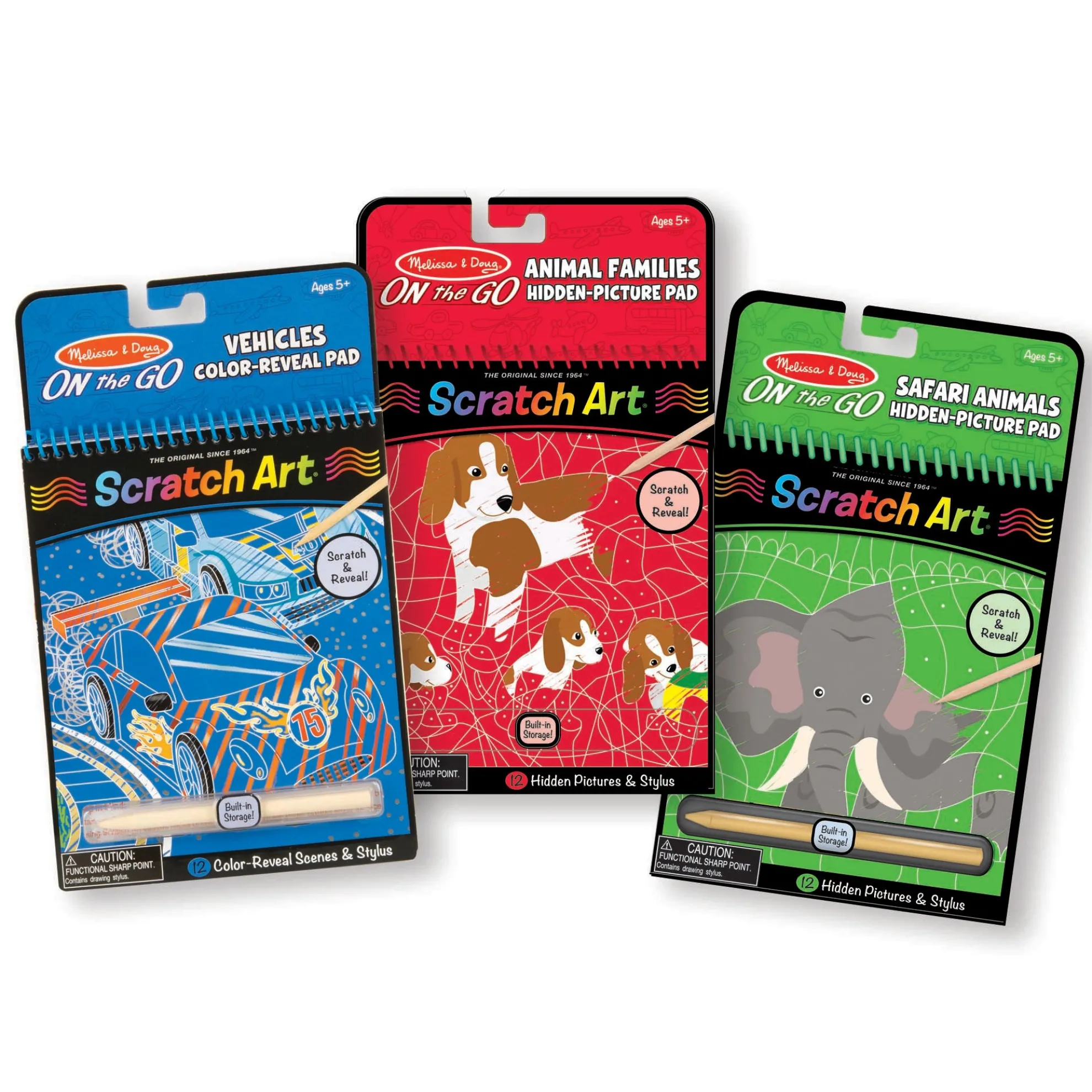 Scratch Art Pad Bundle - Vehicles Color-Reveal and Safari & Animal Hidden Pictures