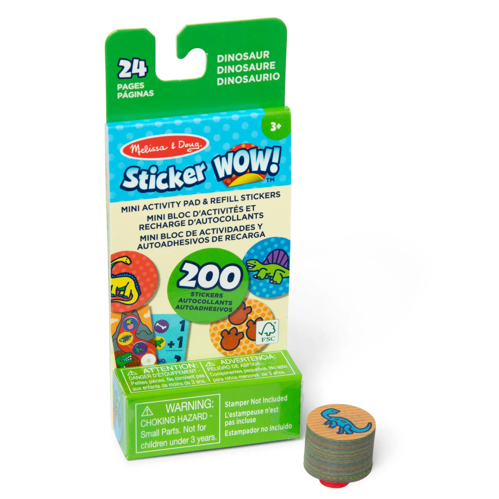 Sticker WOW!® Mini Activity Pad & Refill Stickers - Dinosaur (200+ Stickers, Stamper Not Included)