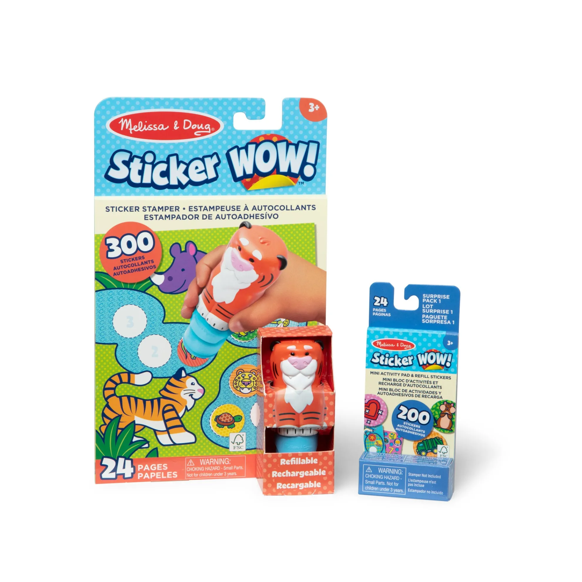 Sticker WOW!™ Tiger Bundle: Activity Pad & Sticker Stamper + Mini Activity Pad and 200 Refill Stickers