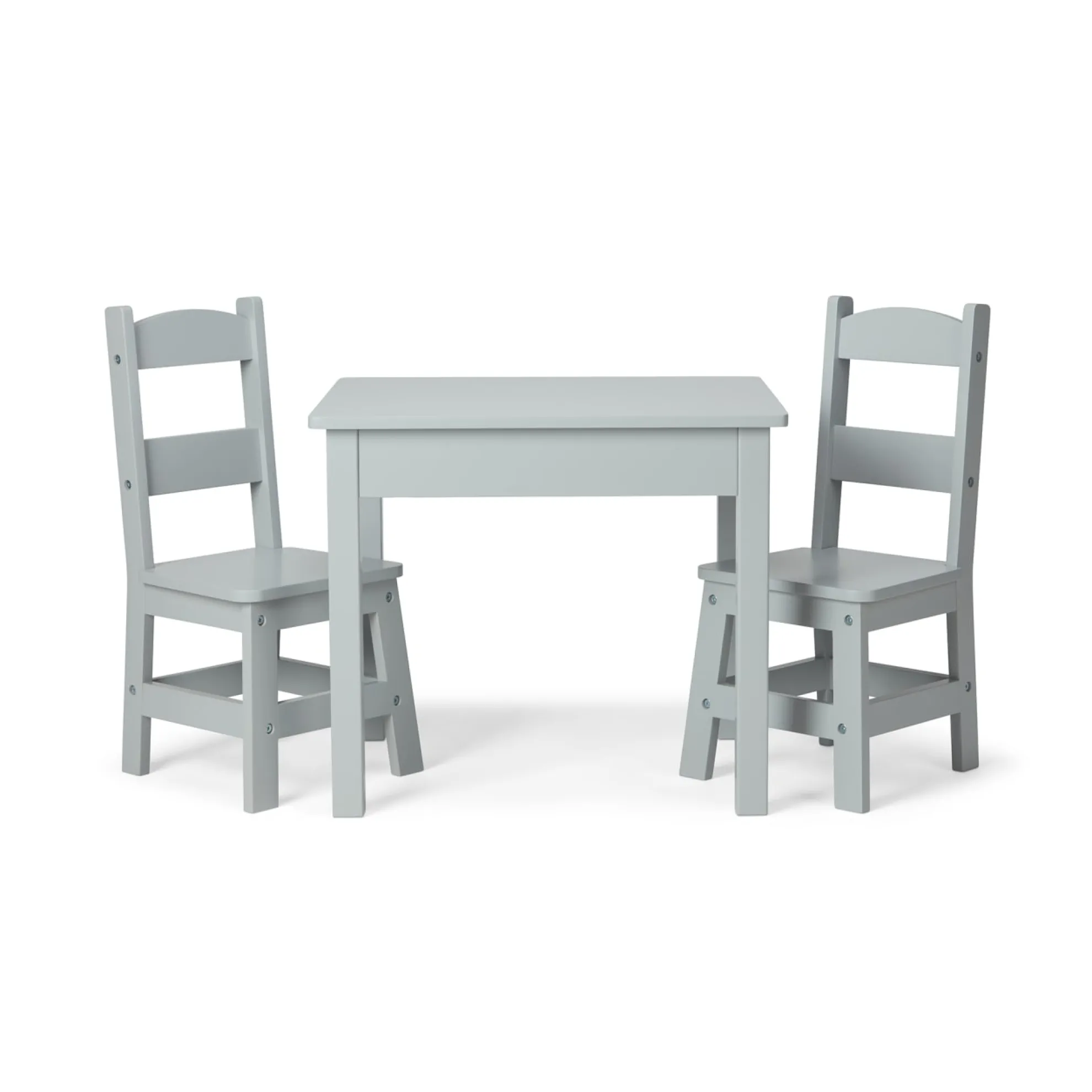 Wooden Table & 2 Chairs - Gray